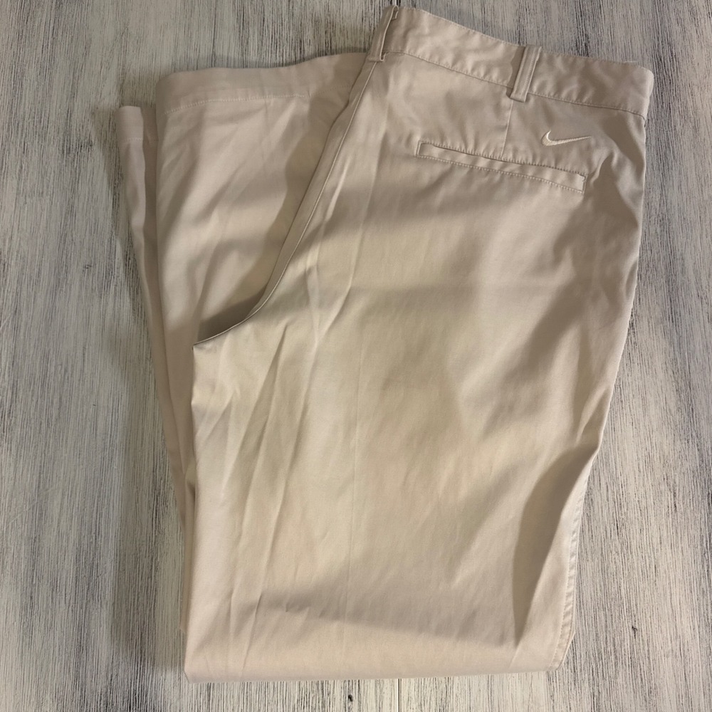 Nike Golf Dri-FIT Pants Mens 36x30 Khaki Tan Flat Front Performance Trousers